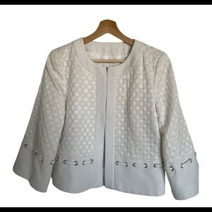 Anthracite By Muse Jaquard Blazer Jacket White SZ 6